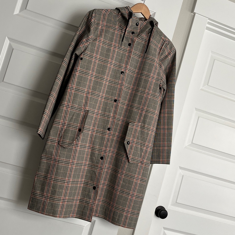 NWT Madewell Trench Rain Coat in Plaid Size S